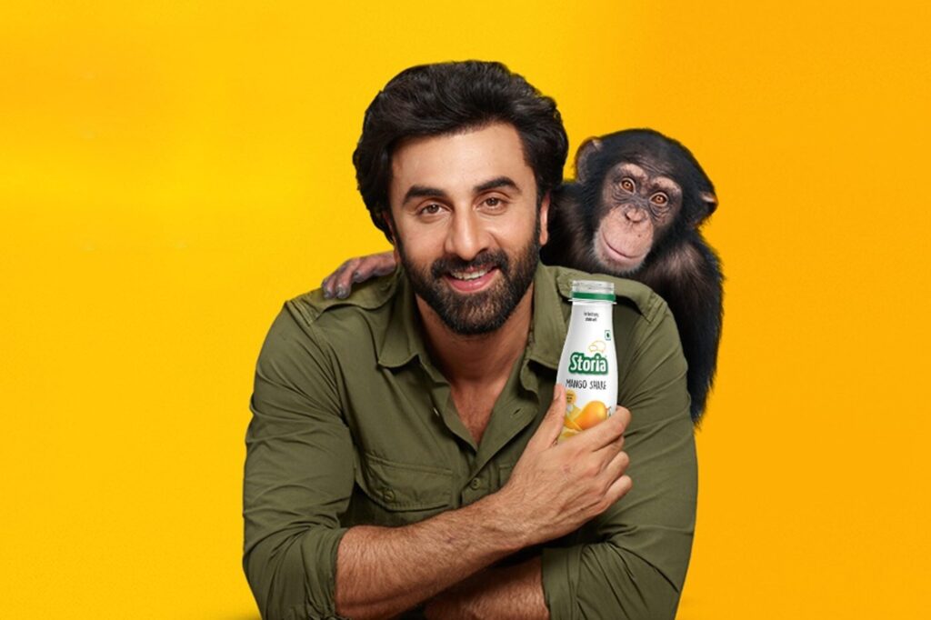 Storia beverage brand marketing campaign visual featuring social impact messaging and product positioning